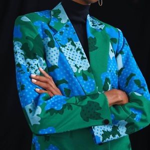 Anthropologie Emerald Floral Print Women’s Blazer